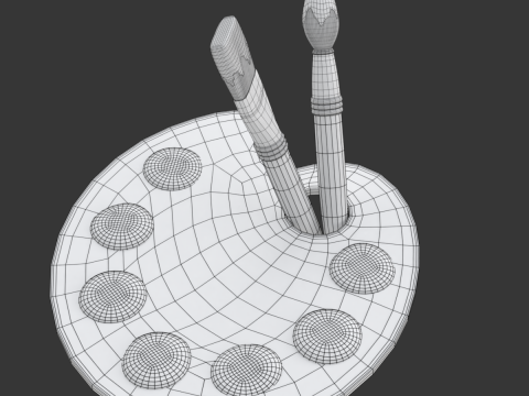 Wooden Artist Palette Modèle 3D