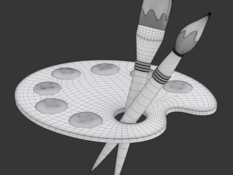 Wooden Artist Palette Modèle 3D
