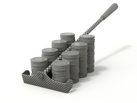Roulette Rake With Chips 3Dモデル