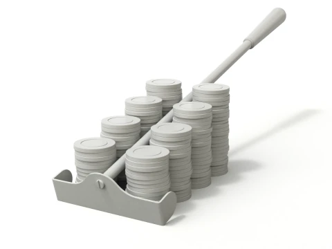 Roulette Rake With Chips 3D Model