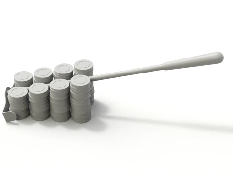Roulette Rake With Chips 3D Model