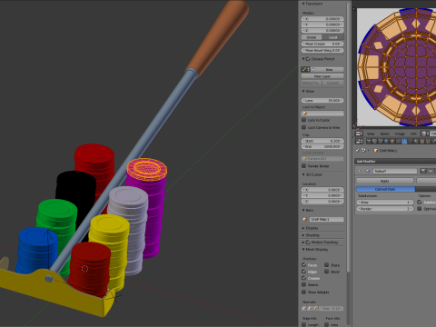 Roulette Rake With Chips 3Dモデル