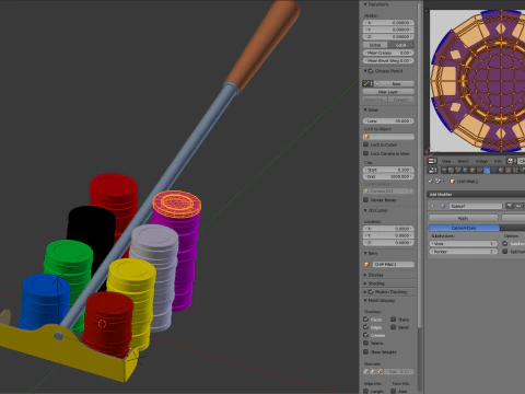 Roulette Rake With Chips 3D Model