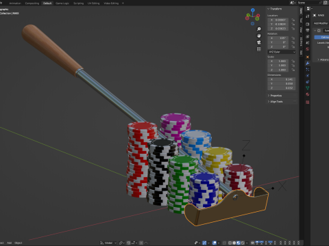 Roulette Rake With Chips 3Dモデル