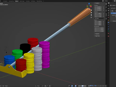 Roulette Rake With Chips 3D Model