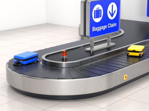 Airport Claim Transporter Y-form with Baggage Model 3D