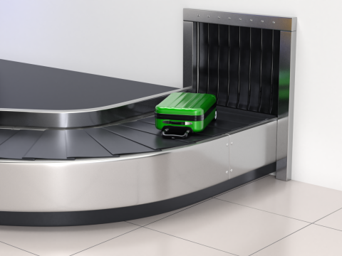 Airport Claim Transporter Y-form with Baggage Model 3D