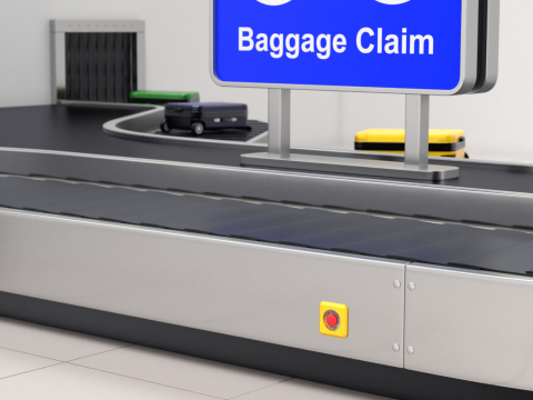 Airport Claim Transporter Y-form with Baggage Model 3D