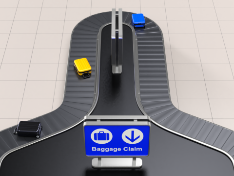 Airport Claim Transporter Y-form with Baggage Model 3D