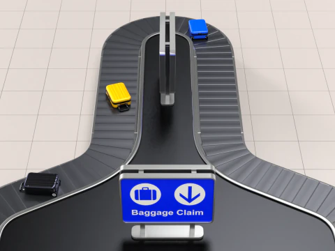 Airport Claim Transporter Y-form with Baggage 3D Model