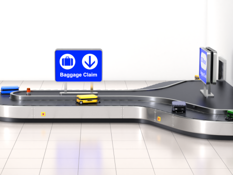 Airport Claim Transporter Y-form with Baggage Model 3D