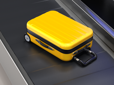Airport Claim Transporter Y-form with Baggage Model 3D