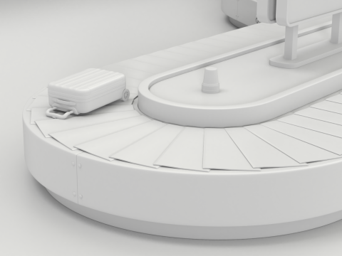 Airport Claim Transporter Y-form with Baggage Model 3D