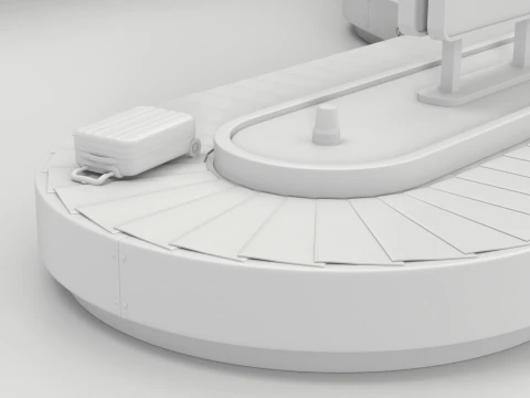 Airport Claim Transporter Y-form with Baggage 3D Model