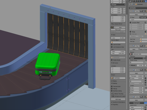Airport Claim Transporter Y-form with Baggage Model 3D