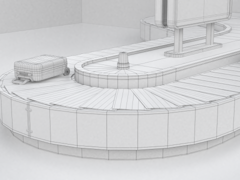 Airport Claim Transporter Y-form with Baggage Model 3D