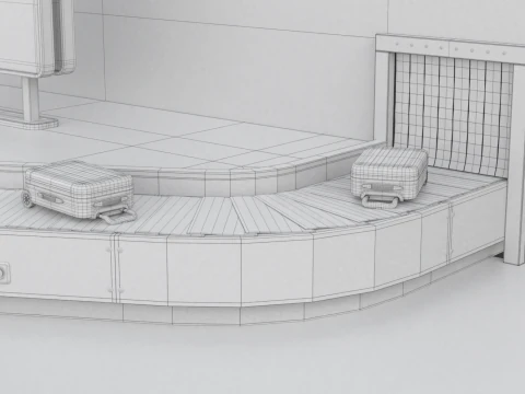 Airport Claim Transporter Y-form with Baggage 3D Model