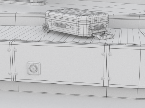 Airport Claim Transporter Y-form with Baggage Model 3D
