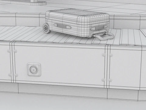 Airport Claim Transporter Y-form with Baggage 3D Model