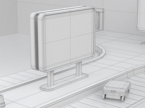 Airport Claim Transporter Y-form with Baggage Model 3D