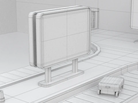 Airport Claim Transporter Y-form with Baggage 3D Model