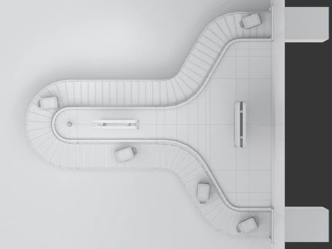 Airport Claim Transporter Y-form with Baggage 3D Model
