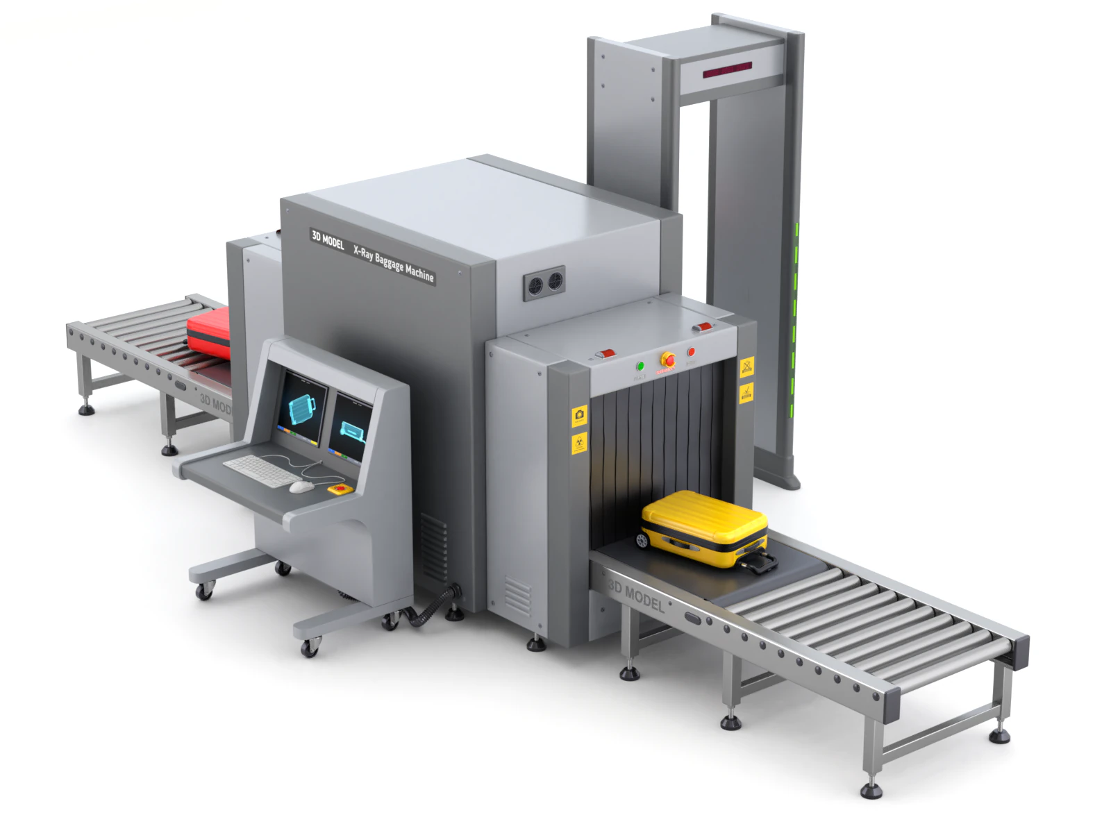 Airport Security Checkpoint 3D Model .c4d .max .obj .3ds .fbx .stl .blend 