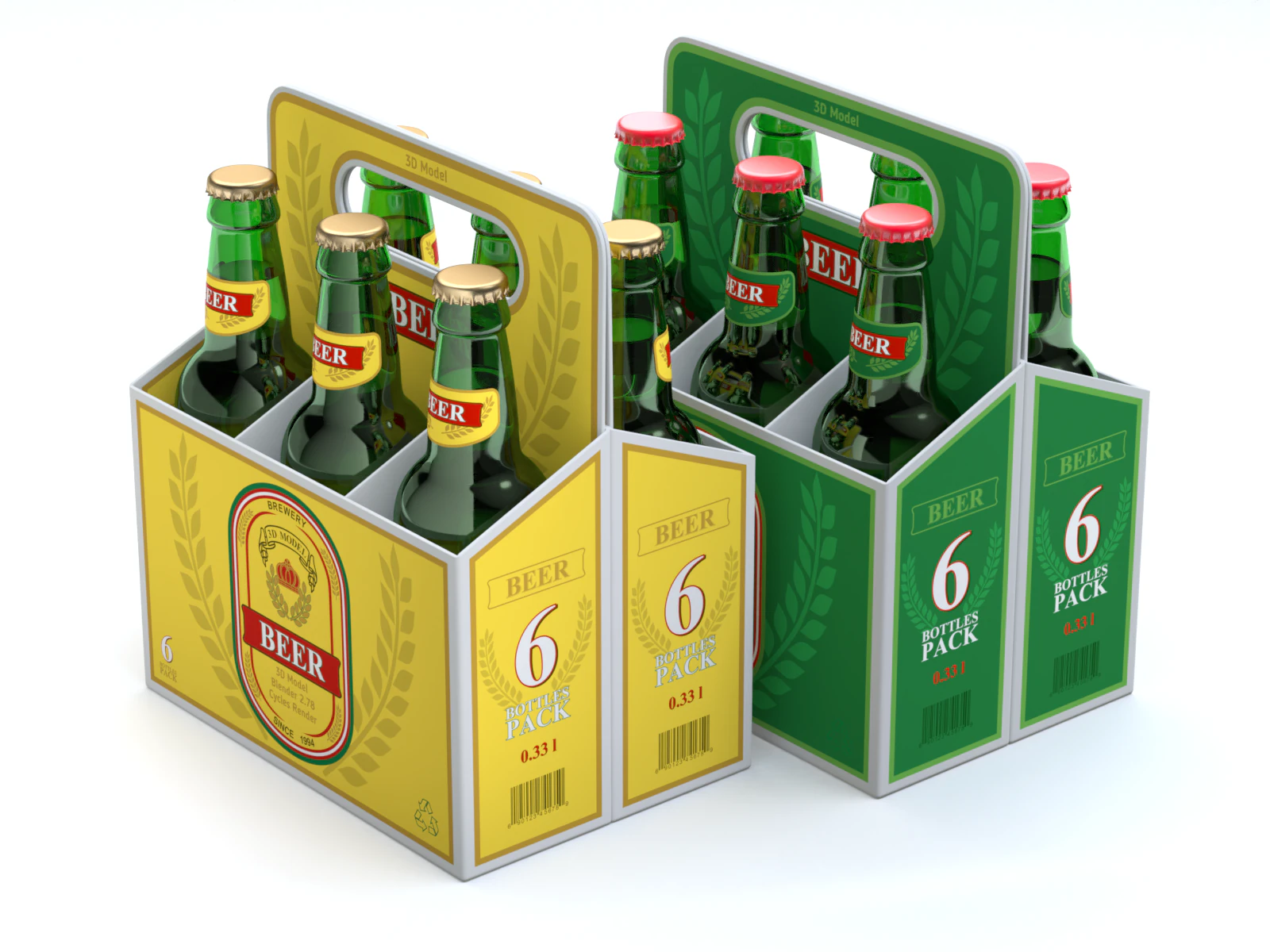 Beer Cardboard Pack 3D Model .c4d .max .obj .3ds .fbx .stl .blend 