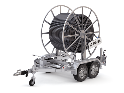 Broadband Cable Drum With Trailer 3D Модель