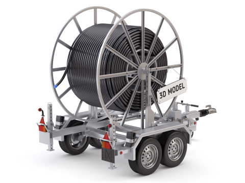 Broadband Cable Drum With Trailer 3D Модель