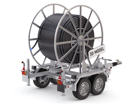 トレーラー付きブロードバンド ケーブル ドラム 3Dモデル