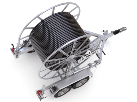 Broadband Cable Drum With Trailer 3D Модель