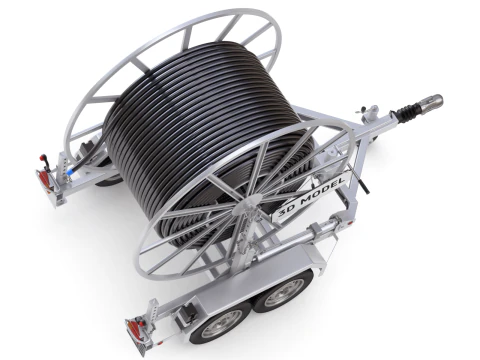 トレーラー付きブロードバンド ケーブル ドラム 3Dモデル