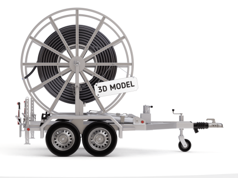 Broadband Cable Drum With Trailer 3D Модель