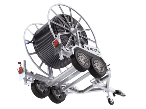 Broadband Cable Drum With Trailer 3D Модель