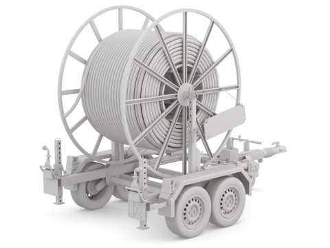 Broadband Cable Drum With Trailer 3D Модель