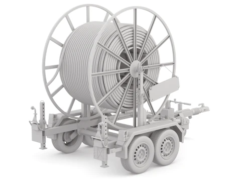 トレーラー付きブロードバンド ケーブル ドラム 3Dモデル