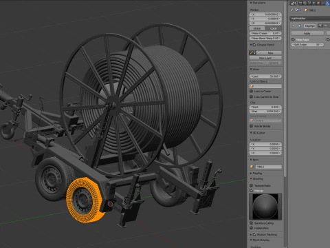 トレーラー付きブロードバンド ケーブル ドラム 3Dモデル