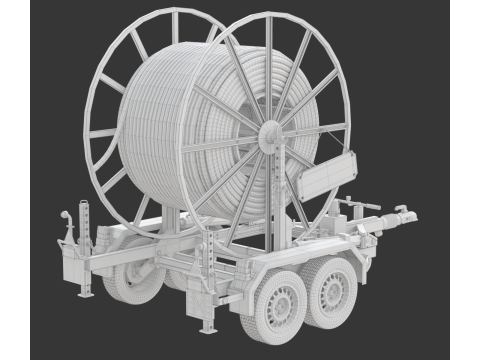Broadband Cable Drum With Trailer 3D Модель