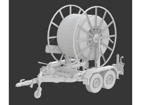 Broadband Cable Drum With Trailer 3D Модель