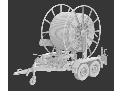 トレーラー付きブロードバンド ケーブル ドラム 3Dモデル