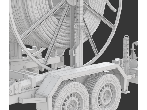 Broadband Cable Drum With Trailer 3D Модель