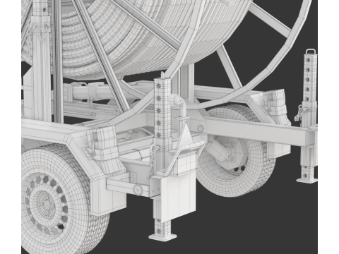Broadband Cable Drum With Trailer 3D Модель