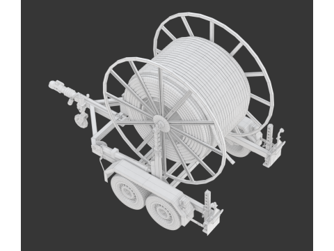 Broadband Cable Drum With Trailer 3D Модель