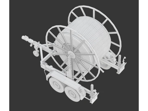 トレーラー付きブロードバンド ケーブル ドラム 3Dモデル