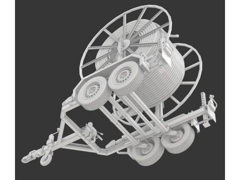 トレーラー付きブロードバンド ケーブル ドラム 3Dモデル