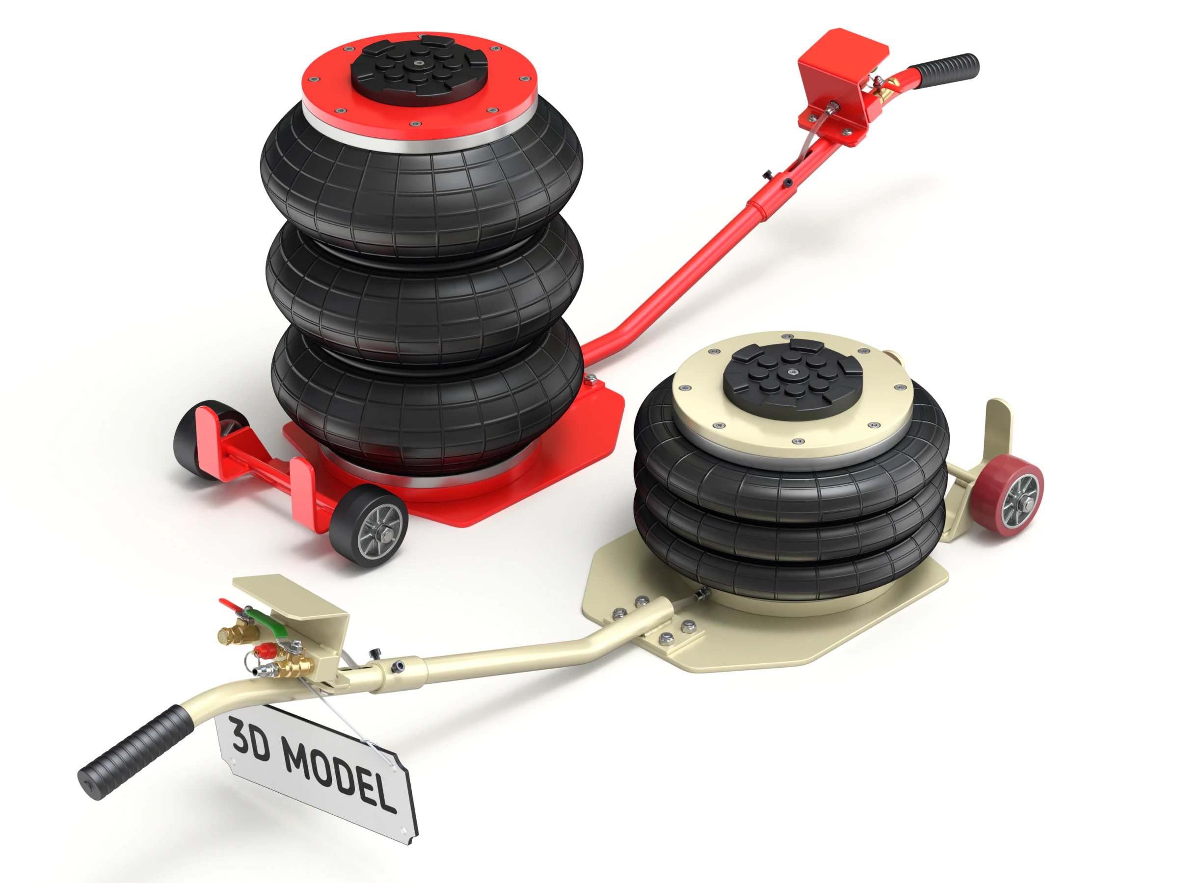 Pneumatic Jack 3D Model .c4d .max .obj .3ds .fbx .stl .blend 