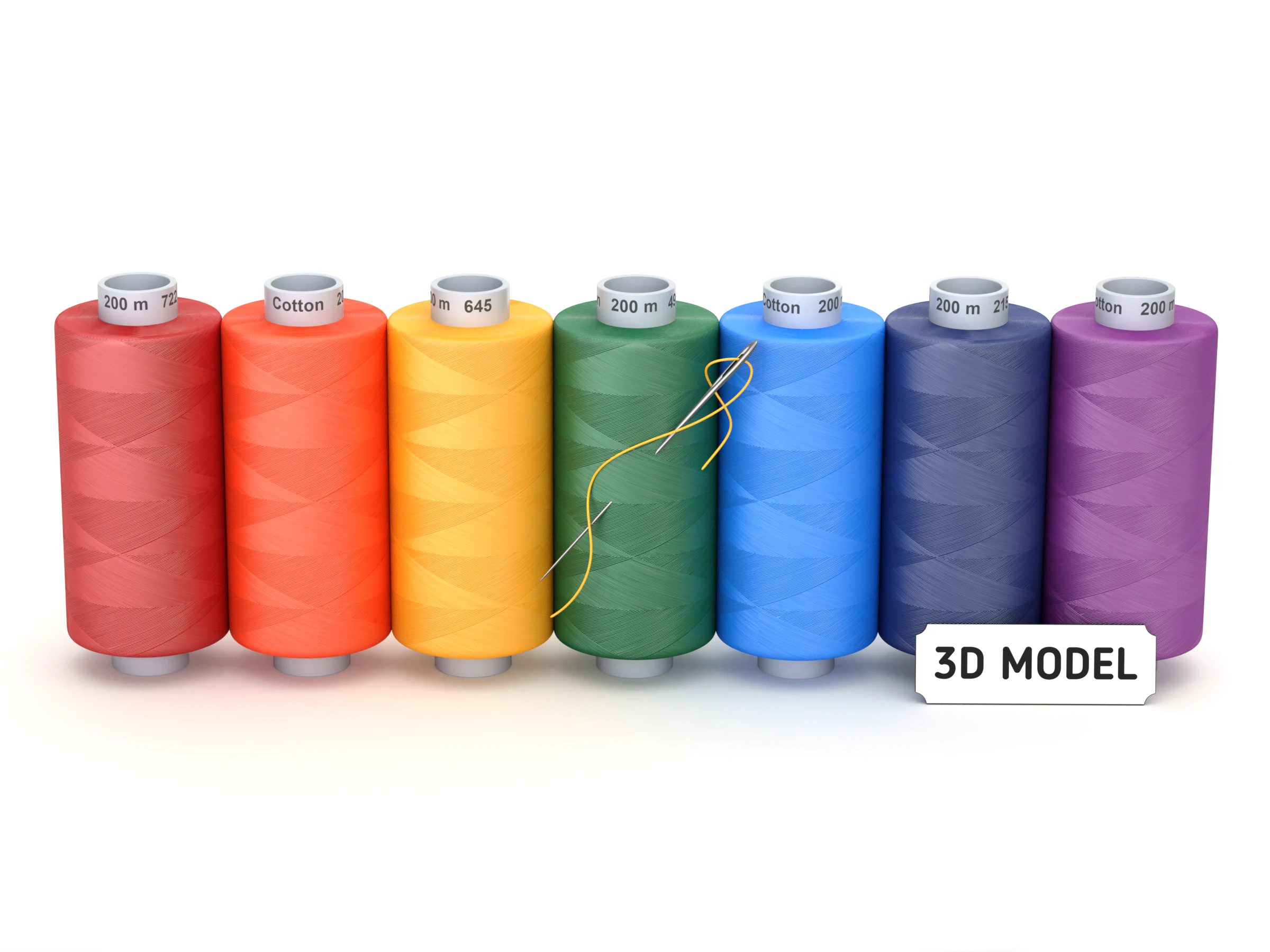 Sewing Thread Set 3D Model .c4d .max .obj .3ds .fbx .stl .blend 