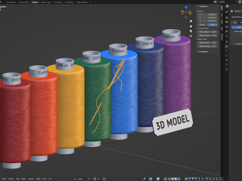Sewing Thread Set 3D Модель