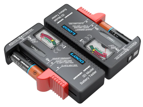 Tester per batterie con batteria AA Modello 3D